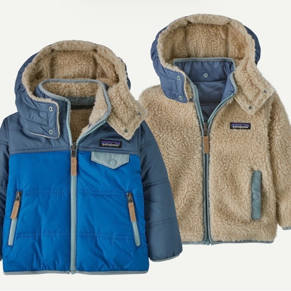 Patagonia Blue and Cream Reversible Jacket